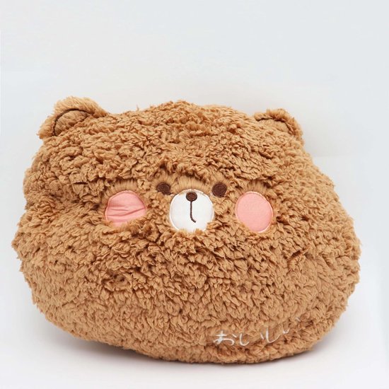 Schattig pluche kussen, sofakussen, knuffeldieren, zachte bankdecoratie, geschenken voor verjaardag, Kerstmis, 35 x 27 cm (beer)