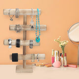 4 niveaus sieradenstandaard, houten kettingen, opbergen, sieradenorganizer, 48 cm hoog, sieradenboom voor kettingen, armbanden, horloges, scrunchies en armbanden, T-bar, nachtkastorganizer,