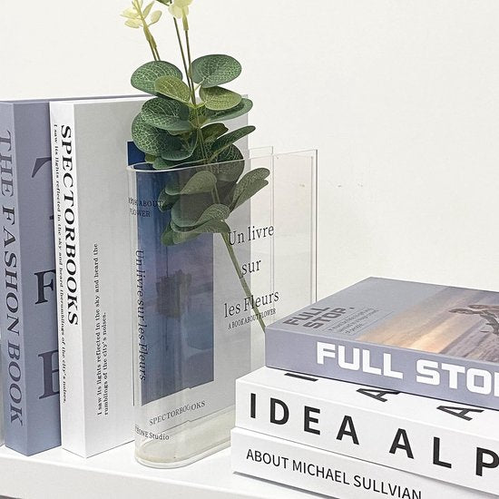 Boekenvaas, Heldere Boekenvaas, Tulpenvaas, Tafeldecoratie, Bloemenvaas, Kleine Vazen voor Tafeldecoratie, Heldere Boekenvaas, Bloemenvaas van helder acryl voor bloemen of kunstbloemen