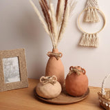 Terracotta vaas met handgrepen voor herfstdecoratie, set van 3 decoratieve vazen ​​in boho-stijl, rustieke bloemenvaas voor schoorsteenmantel, tafel, woonkamer, 20,3/10,2/7,6 cm hoog