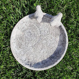 Vogelbad voor de tuin, vogelbad (24 en 30 cm) met 2 decoratieve vogels voor wilde vogels met rozenornamenten, veilige verpakking, niet vorstbestendig