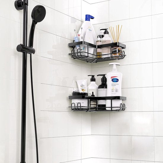 Shower Shelf No Drilling Corner, Bathroom Shower Shelf, Durable Stainless Steel Bathroom Shelf, No Drilling, Movable Bathroom Organiser Shelf, Bathroom Shelf for Shampoo and Shower Gel,