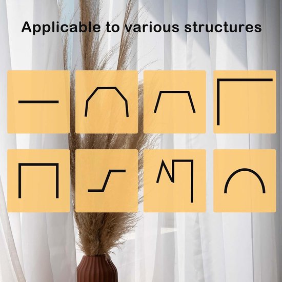 5 meter gebogen gordijnrail met stille rollen, flexibele gordijnrail, buigbare plafondhouder, gordijnscheidingswand, zacht raamrailsysteem, accessoires met 38 haken (128 stuks)