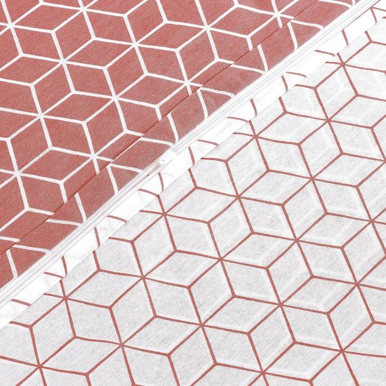 Puzzle beddengoed 135 x 200 cm, 4-delig, donkeroranje, ademend, renforcé beddengoedset met 2 x dekbedovertrek 135 x 200 cm + 2 x kussensloop 80 x 80 cm, bedlinnen donkeroranje