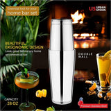 Dubbelwandig gewogen roestvrijstalen Boston Shaker - 28oz 2-delige Boston Shaker Set Drink Shaker/Drink Mixer (Zilver, Standaard)