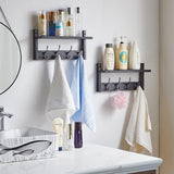 Wandkapstok met plank, set van 2 wandrekken in één pakket, garderobehaken met 8 dubbele haken, 80 cm voor hoeden, kleding, decoratie in de ingang, hal, keuken, slaapkamer, zwart