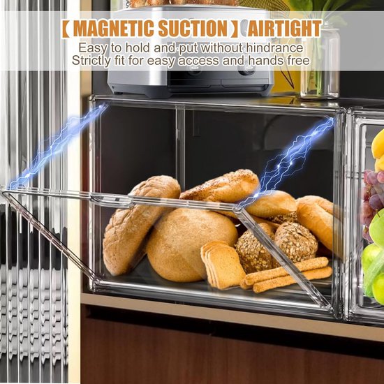 Broodtrommel, broodopslag, doorzichtig, met bakpapier en etiketten, langer vers, 2 stuks