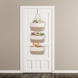 Deurorganizer, vilt, hangorganizer, deur, 3 vakken, wandhangenorganizer, deuropslag, hangende opslag, tas van katoenen touw voor slaapkamer, geweven, geel