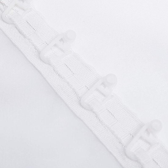 Voile Curtain with Ruffle Tape for Rail, Transparent, Living Room, White, 145 x 140 cm (Height x Width), Set of 2