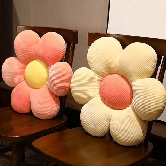 Vloerkussen, decoratief kussen, stoelkussen, decoratieve kussenhoezen, kamerdecoratie, pluche kussen voor (35 cm, beige/roze)