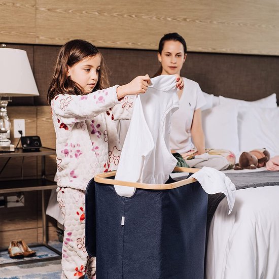 Lonbet - Blauw Wasmand met deksel en handgrepen XXL 100 L, grote wasmand, wasbak, Laundry basket with lid and handles