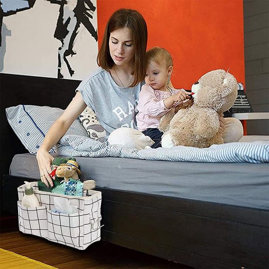 2 stuks multifunctionele bedtassen, bedorganizer voor bed, organizer om op te hangen, opbergtas voor hoogslaper, nachtkastje, met darthaken, voor boek, tijdschriften, afstandsbediening, mobiele telefoon enz