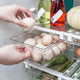 Koelkastorganizer, doorzichtige koelkastopbergdoos, uittrekbare instelbare koelkastbox met handvat, koelkastlade-organizer voor koelkast, kasten, voorraadkast