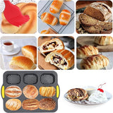 Siliconen bakvorm, stokbrood bakvorm met 9 gaten, anti-aanbak siliconen vorm bakvormen, siliconen bakvorm lade voor brood, broodjes (zwart