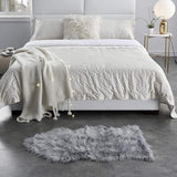 Imitatie lamsvacht schapenvacht tapijt, art bont in superzachte lamsvacht imitatie, wollen tapijt, langharige vachtlook, wil bedkleed, bankmat (60 x 90 cm, grijs)