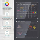 Acrylic weekplanner, magnetisch, weekplanner, afwasbaar, voor koelkast, 39 x 30 cm, herbruikbare planningsplaten voor organisatie, menuplanning en slist