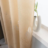 Gordijngordijn, bladeren, jacquard winkel, gordijnen, semi-transparant, stof, voile, decogordijn, lichtdoorlatend, raamgordijn, gordijn met ogen, zacht, 140 x 245 (b x h) cm, beige (1 stuk)