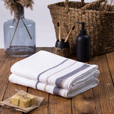 Serenity - Biologisch katoen 2 stuks decoratieve badhanddoek set - hoogwaardig, licht, zacht en absorberend, Oeko-Tex Made in Green & GOTS gecertificeerd - 2 badhanddoeken - beige