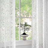 White Semi-Transparent Lace Curtain, Modern Embroidery Curtains with Eyelets, Crochet Knitting Curtain with Leaf Pattern for Living Room, Farmhouse, Bedroom, 2 Pieces, W 140 x H 180 cm
