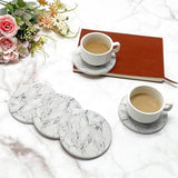 set van 6 ronde marmeren onderzetters met metalen handvat voor huisdecoratie, feesten, drankjes, koffie, wijn, bekers en bar