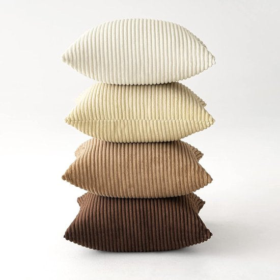 Corduroy kussenhoes, zachte kussenhoes, decoratief bankkussen, vierkant decoratief kussen, moderne decoratieve kussenhoes, gestreepte kussenhoezen voor woonkamer, slaapkamer, 4 stuks, 40 x