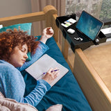 Inklapbaar nachtkastje, bedplank stapelbedrek voor studentenhuis, bedplank voor kinderen, met bekerhouder haken, 28,5 x 42 cm, zwart