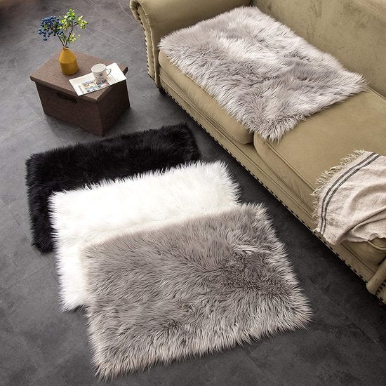 schapenvacht voor woonkamer, slaapkamer, kinderkamer; als kleed voor het bed of in een stoel of bank.