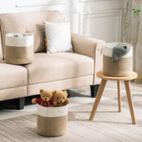 Gevlochten mand, gemaakt van katoen, voor het opbergen van speelgoed in de kinderkamer, opbergmand, decoratieve pot, mand voor de woonkamer, slaapkamer, 28 (D) x 28 (H) cm, natuurlijk.