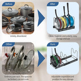 Potdekselhouder, uitbreidbare dekselhouder Lade Potdekselhouder met 10 verstelbare verdelers Pannenhouder Potdekselhouder Lade voor potdeksels, snijplanken, pannen