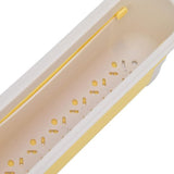 Telescopische spoelbak-opbergrek, uitbreidbare spoelbak-organizer, verstelbaar afdruipoppervlak, spoelbak, spons, zeephouder, opslag, afvoermand voor keukengootsteen (geel)