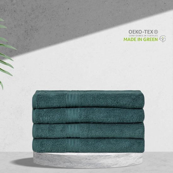 100% Bio-Baumwolle Handtuch Set, Badetücher, Hohe Qualität, Weich & Sehr Saugfähig, Schnell Trocknendes, Oeko-TEX Made in Green & GOTS Gecertificeerd (4 Badetücher, Forest Green)