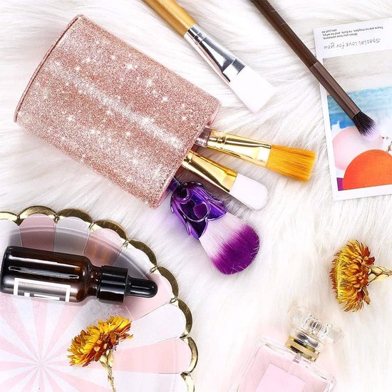 Kinderpotloodhouder, bureaupenhouder, make-upborstelhouder, PU grote vierkante transparante pennenhouder, potloodcontainer-organizer voor kinderen, kantooraccessoires, wastafel, roze