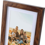 Set van 4 fotolijsten 13x18 cm, bruine rustieke fotolijsten voor 18x13 foto's met passe-partouts of 15x20 foto's zonder passe-partouts, wand- of tafelstandaard