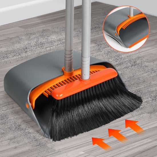 stoffer en blik, veger met veegschep, combo met 137 cm lang uittrekbare handgreep, voor huishoudelijke werkzaamheden