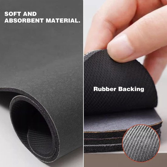 Zwarte afdruipmat, 60 x 40 cm, volautomatische onderlegger, afdruipmat, servies, absorberende afdruipmat voor de keuken, woonkamer