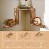 Hoekplank Hangende Wandplank Hout Rustiek Massief Grenenhout met 2 L-vormige Planken voor Keuken Badkamer Slaapkamer Woonkamer Boekenkast Zwevende Planken