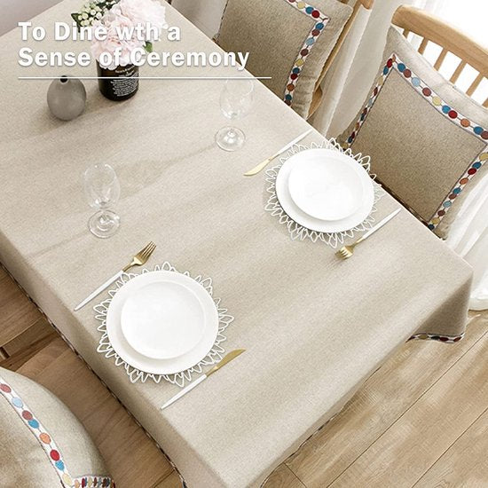 HEYOMART Set van 6 ronde pvc-placemats, afwasbaar, rond, hittebestendig en antislip, ideaal voor keuken, feest, bruiloft enz., zilver