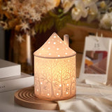 Theelicht kaarsenhouder kaarsenhouder, lichthuis theelichthuis klein huis keramische kaarsenhouder kaars hartstuk decoraties voor woonkamer slaapkamer bruiloft housewarming party (bos)