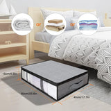 Opbergdoos, 2 stuks, opvouwbare onderbedcommode met kijkvenster en 4 handgrepen, 60 x 45 x 15 cm, kledingopslag voor kleding, dekens, dekbedden