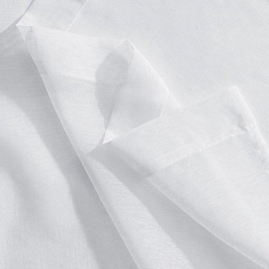 Witte gordijnen, woonkamergordijnen, ruchesband, set van 2, H 245 x B 140 cm, transparant, balkondeurgordijn