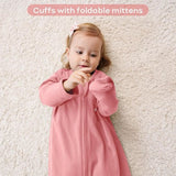 Set van 2 babyslaapzak voor de zomer, 100% katoen, 0,5 TOG, zomerslaapzak met mouwen, draagbare deken, babyslaapzak, zachte slaapromper, 84 cm, voor pasgeborenen en peuters, 12-18 maanden