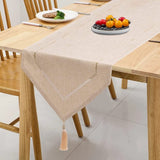 Tafelloper linnen beige 32 x 275 cm, tafelloper linnenlook hoogwaardige tafelloper effen kleur, modern onderhoudsvriendelijk tafelloper voor eettafel, salontafel, restaurant, decoratie