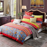 Bohemian Hoeslaken, 120 g/m², Indiaas, mandala, microvezel, jersey, rood, blauw, boxspringhoeslaken, 180 x 200 cm tot 25-30 cm matrashoogte