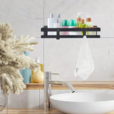 Shower Shelf without Drilling Shower Basket Stainless Steel Shower Shelf No Drilling Bathroom Shelf Self-Adhesive Bathroom Shelf Adhesive (Black)