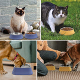 Voederbak voerbak honden katten hondenkom roestvrij staal antislipmat + vergroting van de onderste Basis voerbak voor honden en katten en waterbak (550 ml x 2, blauw)