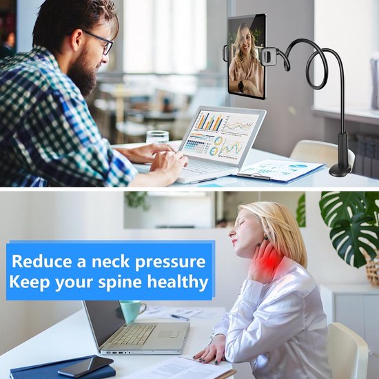 Houder voor tabletbed, 360° flexibele zwanenhals tablethouder, mobiele telefoonhouder bed, tablethouder, tablethouder voor iPad, Galaxy Tabs/Kindle Fire, 4-11 inch mobiele telefoons en tablets,