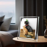 Set van 4 fotolijsten glas fotolijsten 13 x 18 cm, fotolijst met staand, portretlijst voor bruiloften, familie, kantoren, jubileum, plexiglas fotolijst om neer te zetten, zilver