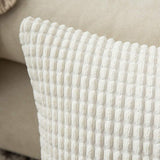 MIULEE Zachte, effen, decoratieve, vierkante corduroy kussensloop met grote maïskorrels, gestreepte, dikke kussenhoes voor sofa, slaapkamer, 18 x 18 inch, 45 x 45 cm, set van 2, wit