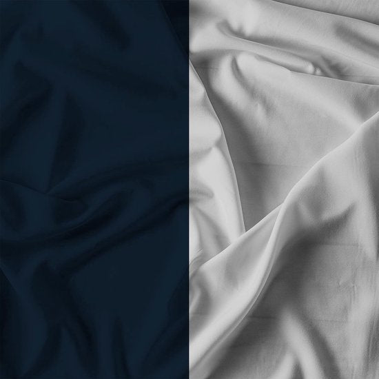 Doubleface dekbedovertrek in natuurlijke kleur, 100% katoen, donkerblauw/lichtgrijs, eenpersoons