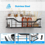 Doucheplank zonder boren, 3 stuks, roestvrij staal, douchemand met 4 + 5 haken, grote capaciteit, doucheplank voor badkamer, wasruimte, toilet, keuken, douche (zwart, 3 stuks)